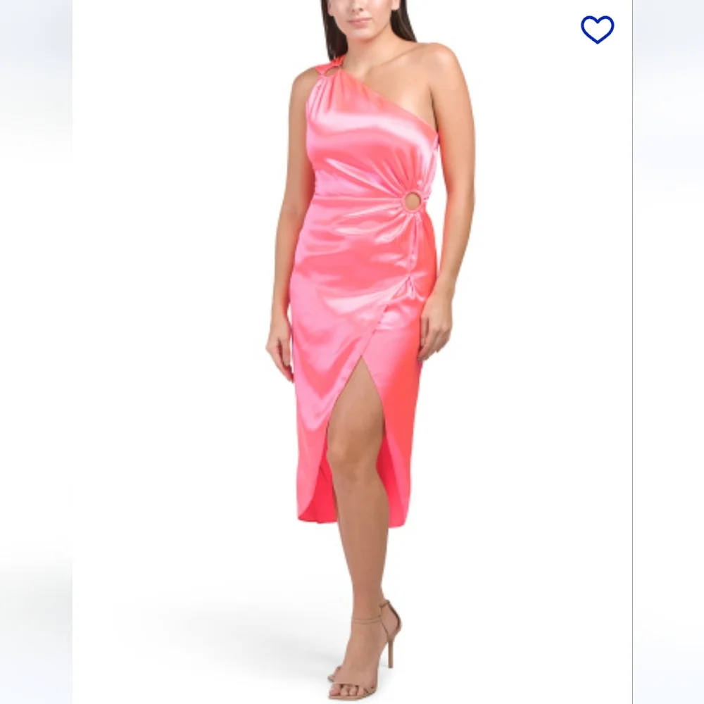 NWT French Connection Womens Satin Adaline Midi Cocktail Party Dress Pink Size 4 - Picture 3 of 9